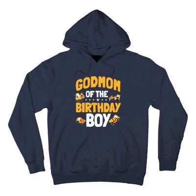 Godmom Of The Birthday Boy Construction Worker Bday Party Tall Hoodie