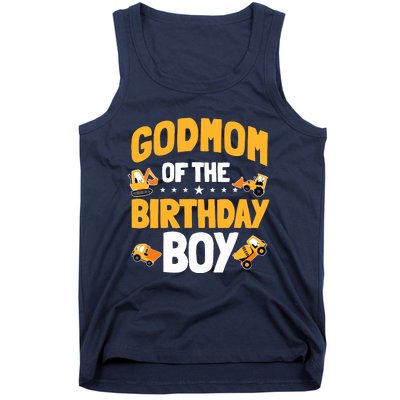 Godmom Of The Birthday Boy Construction Worker Bday Party Tank Top