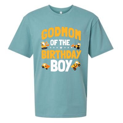 Godmom Of The Birthday Boy Construction Worker Bday Party Sueded Cloud Jersey T-Shirt