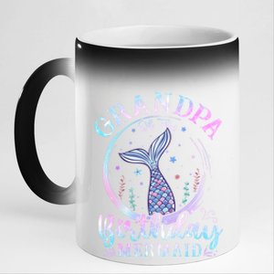 Grandpa Of The Birthday Mermaid Family Matching Party Squad Gift 11oz Black Color Changing Mug