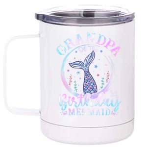 Grandpa Of The Birthday Mermaid Family Matching Party Squad Gift 12 oz Stainless Steel Tumbler Cup