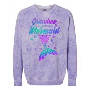 Grandma Of The Birthday Mermaid Family Matching Birthday Colorblast Crewneck Sweatshirt