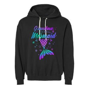 Grandma Of The Birthday Mermaid Family Matching Birthday Garment-Dyed Fleece Hoodie