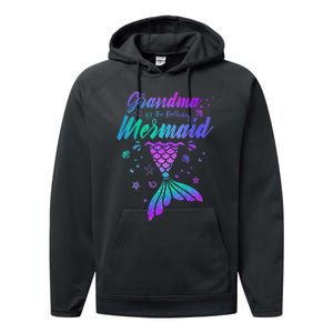 Grandma Of The Birthday Mermaid Family Matching Birthday Performance Fleece Hoodie