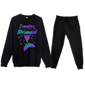 Grandma Of The Birthday Mermaid Family Matching Birthday Premium Crewneck Sweatsuit Set