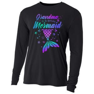 Grandma Of The Birthday Mermaid Family Matching Birthday Cooling Performance Long Sleeve Crew