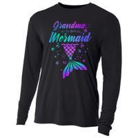 Grandma Of The Birthday Mermaid Family Matching Birthday Cooling Performance Long Sleeve Crew