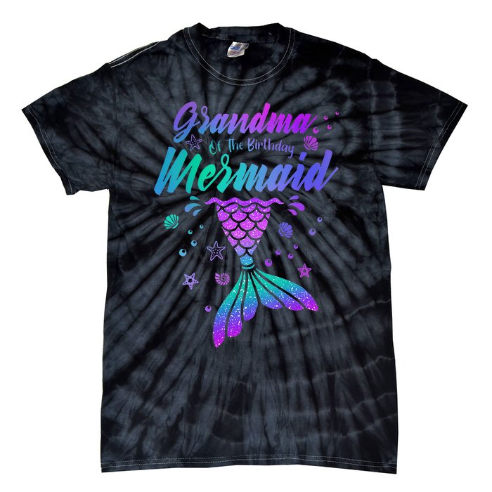 Grandma Of The Birthday Mermaid Family Matching Birthday Tie-Dye T-Shirt