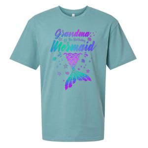 Grandma Of The Birthday Mermaid Family Matching Birthday Sueded Cloud Jersey T-Shirt