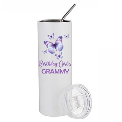 Grammy Of The Birthday Butterfly Family 1st Birthday Gift Stainless Steel Tumbler