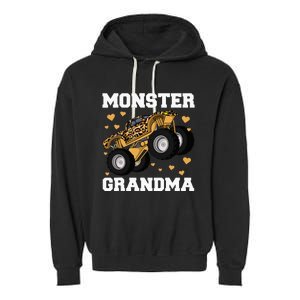 Grandma of the Birthday  Monster Truck Birthday Party Garment-Dyed Fleece Hoodie