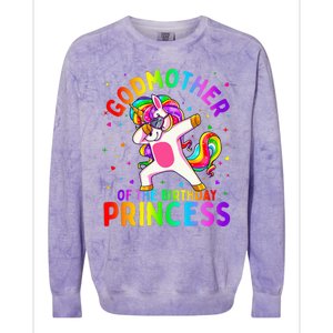 Godmother of the Birthday Princess Dabbing Unicorn Colorblast Crewneck Sweatshirt