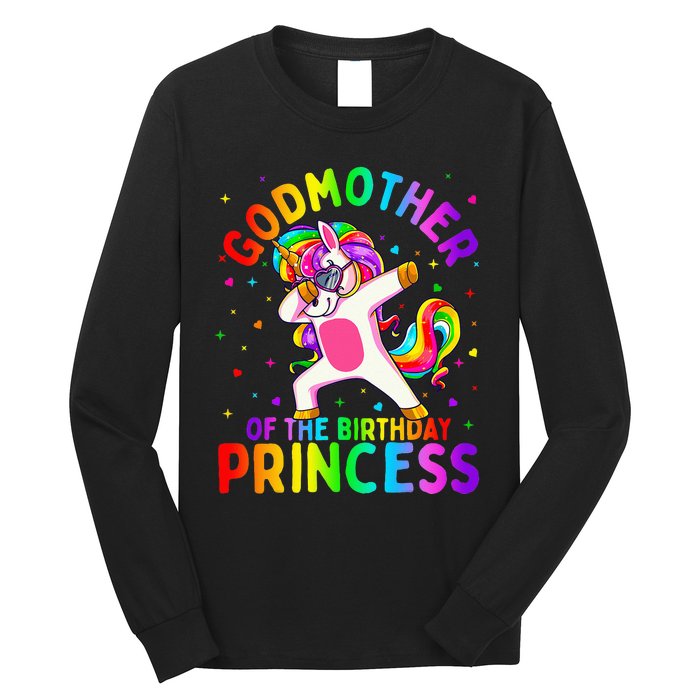 Godmother of the Birthday Princess Dabbing Unicorn Long Sleeve Shirt