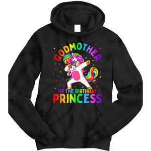 Godmother of the Birthday Princess Dabbing Unicorn Tie Dye Hoodie