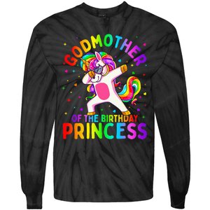 Godmother of the Birthday Princess Dabbing Unicorn Tie-Dye Long Sleeve Shirt