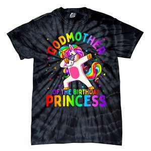 Godmother of the Birthday Princess Dabbing Unicorn Tie-Dye T-Shirt