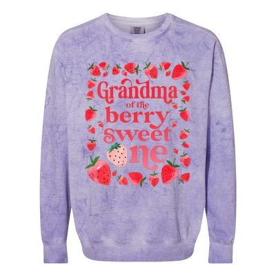 Grandma of the Berry Sweet One Strawberry First Birthday 1st Colorblast Crewneck Sweatshirt