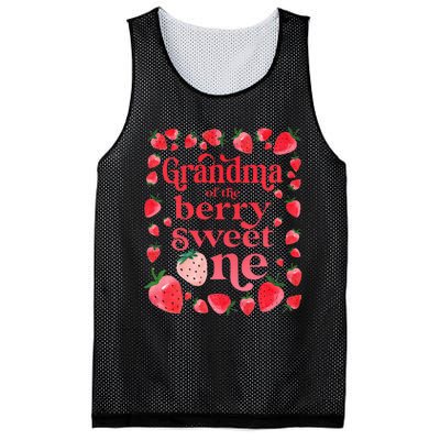 Grandma of the Berry Sweet One Strawberry First Birthday 1st Mesh Reversible Basketball Jersey Tank