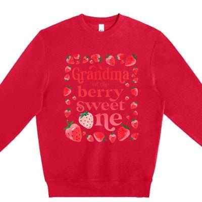 Grandma of the Berry Sweet One Strawberry First Birthday 1st Premium Crewneck Sweatshirt