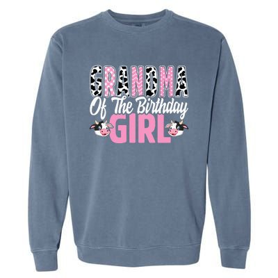 Grandma Of The Birthday Cow Family gift for Farmer Garment-Dyed Sweatshirt