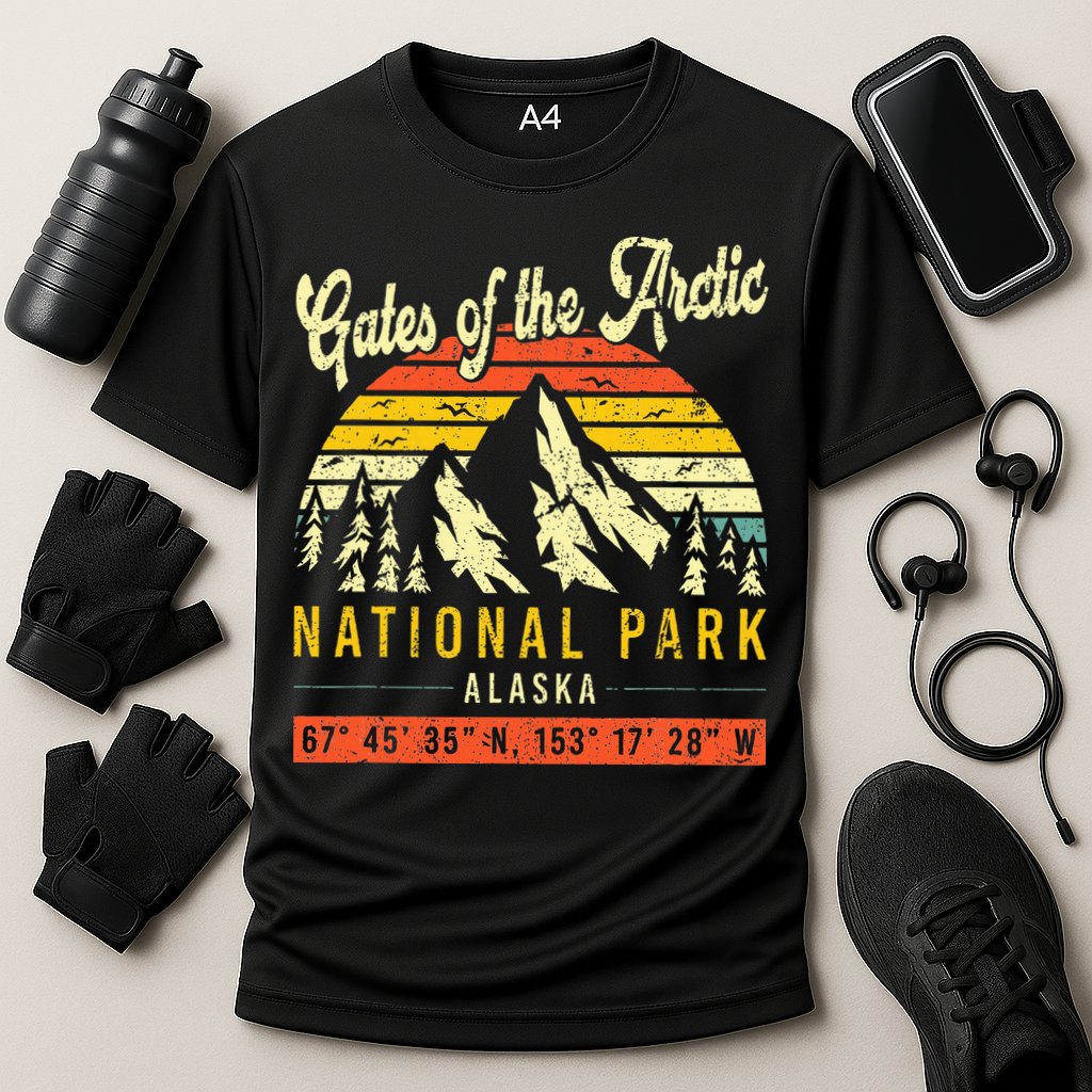 Gates Of The Arctic Vintage Retro Alaska National Park Cooling Performance Crew T-Shirt