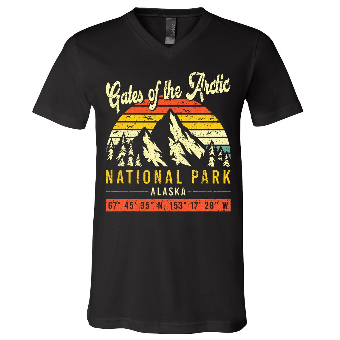 Gates Of The Arctic Vintage Retro Alaska National Park V-Neck T-Shirt
