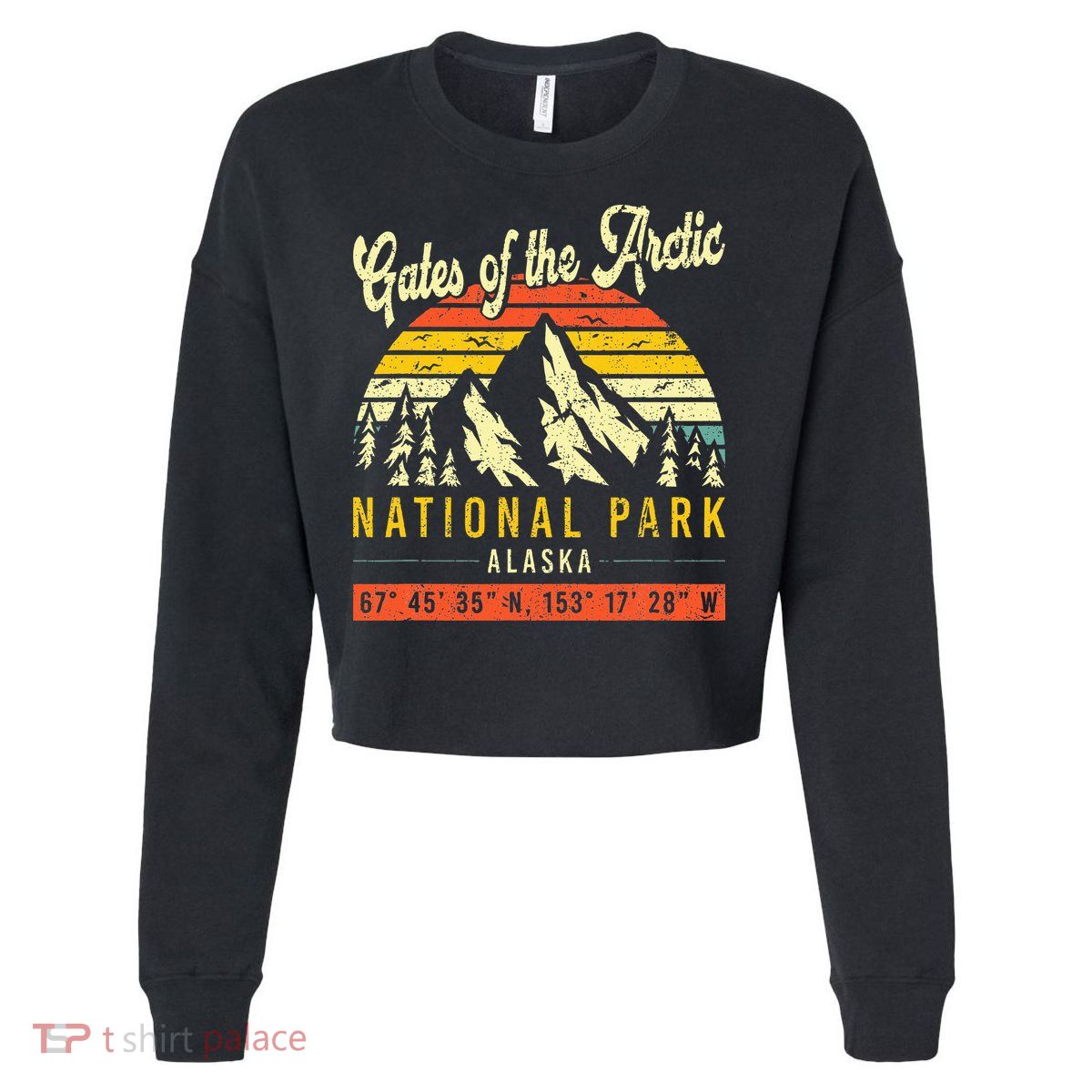 Gates Of The Arctic Vintage Retro Alaska National Park Cropped Pullover Crew