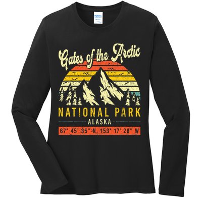 Gates Of The Arctic Vintage Retro Alaska National Park Ladies Long Sleeve Shirt