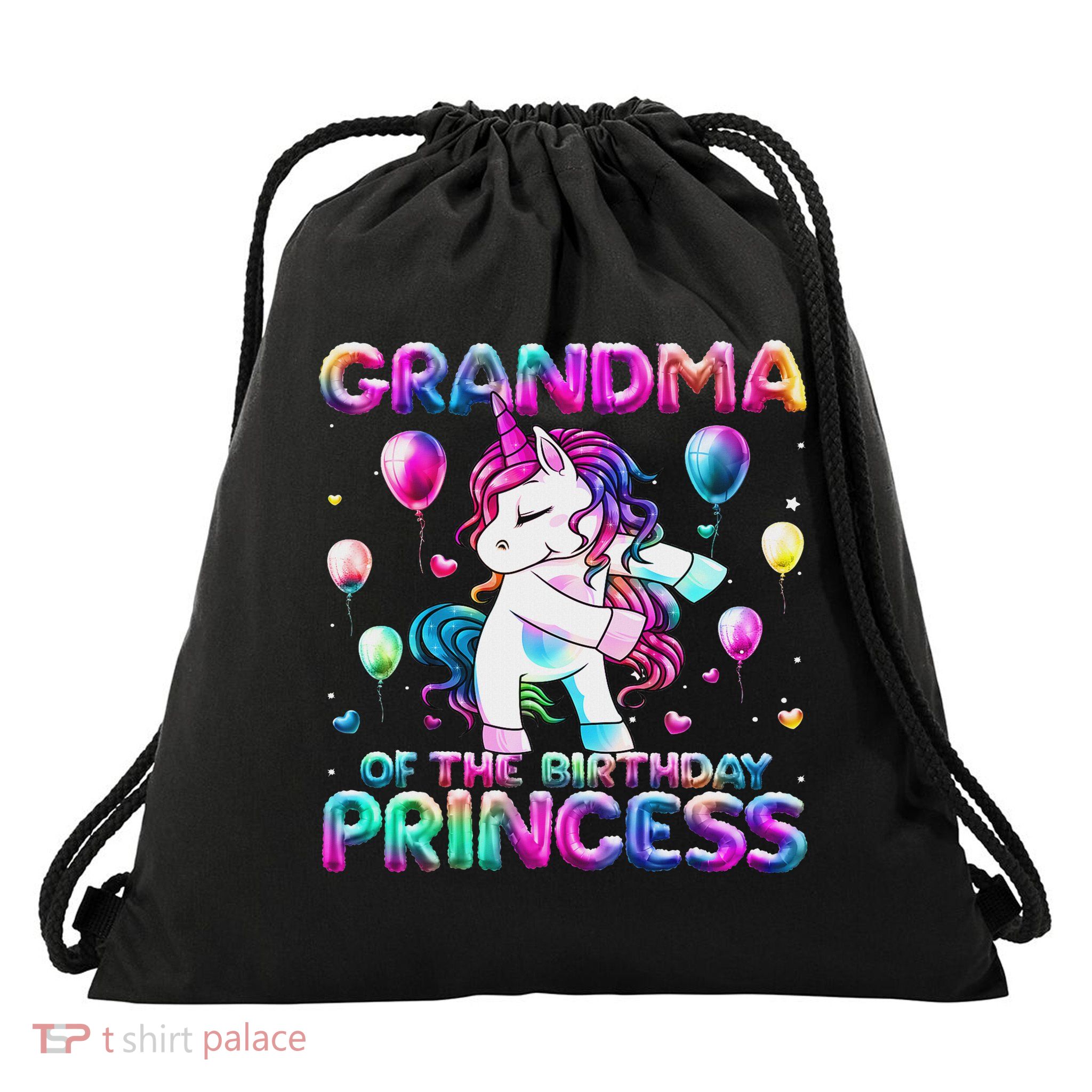 Grandma Of The Birthday Princess Girl Flossing Unicorn Mimi Drawstring Bag