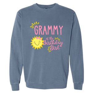 Grammy Of The Birthday Girl 1st Birthday Sunshine Girl Garment-Dyed Sweatshirt