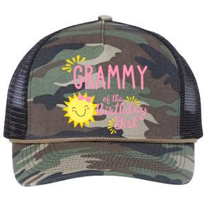 Grammy Of The Birthday Girl 1st Birthday Sunshine Girl Retro Rope Trucker Hat Cap