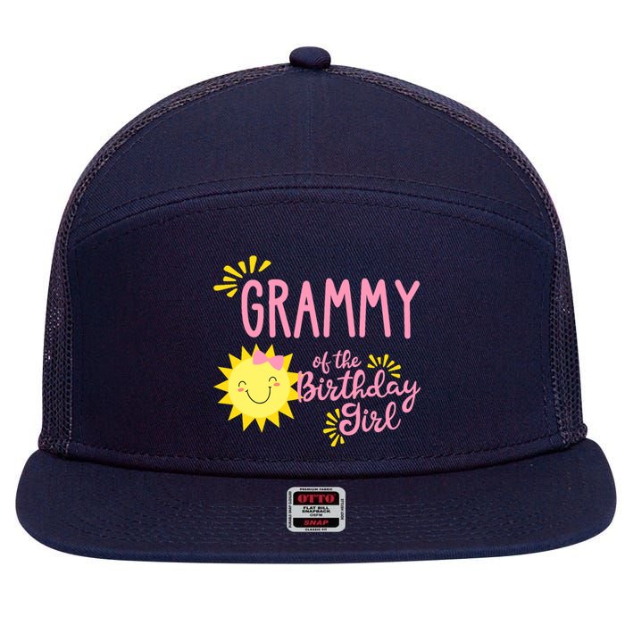 Grammy Of The Birthday Girl 1st Birthday Sunshine Girl 7 Panel Mesh Trucker Snapback Hat