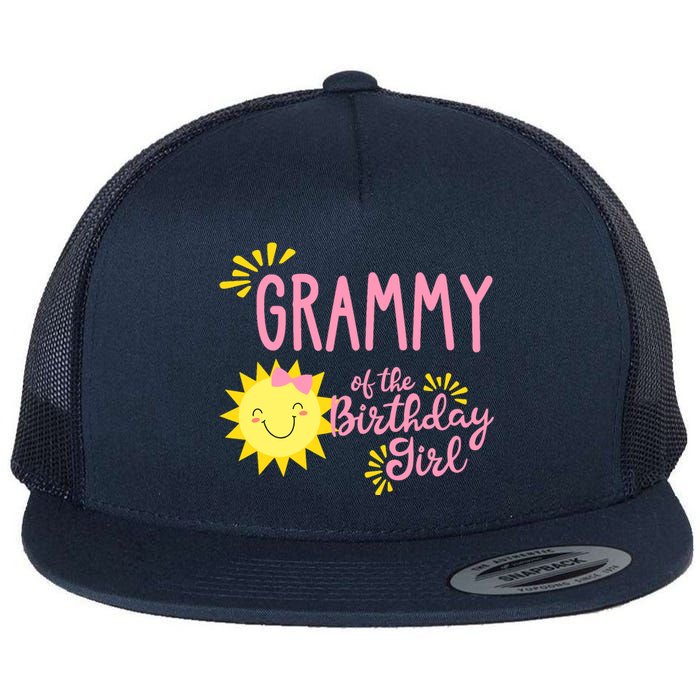 Grammy Of The Birthday Girl 1st Birthday Sunshine Girl Flat Bill Trucker Hat