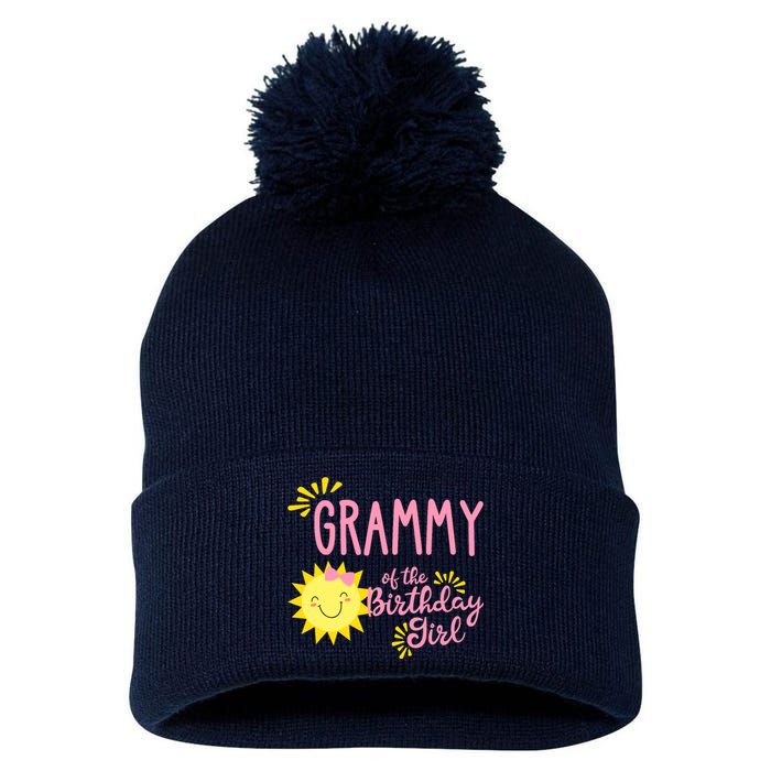 Grammy Of The Birthday Girl 1st Birthday Sunshine Girl Pom Pom 12in Knit Beanie