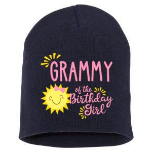 Grammy Of The Birthday Girl 1st Birthday Sunshine Girl Short Acrylic Beanie