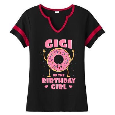 Gigi Of The Birthday Girl Donut Bday Party Grandmother Nana Ladies Halftime Notch Neck Tee