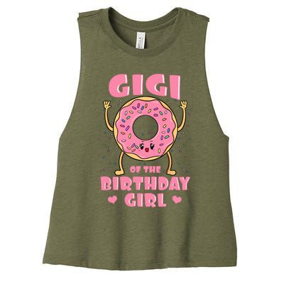 Gigi Of The Birthday Girl Donut Bday Party Grandmother Nana Women's Racerback Cropped Tank