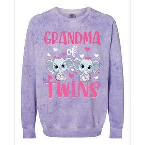 Grandma Of Twins Gender Reveal Elephant Baby Girls Shower Colorblast Crewneck Sweatshirt