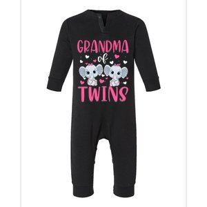 Grandma Of Twins Gender Reveal Elephant Baby Girls Shower Infant Fleece One Piece