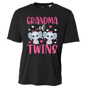 Grandma Of Twins Gender Reveal Elephant Baby Girls Shower Cooling Performance Crew T-Shirt