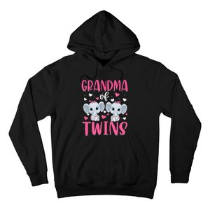 Grandma Of Twins Gender Reveal Elephant Baby Girls Shower Hoodie