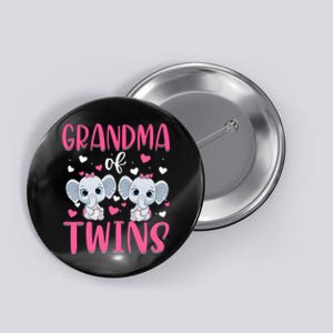 Grandma Of Twins Gender Reveal Elephant Baby Girls Shower Button