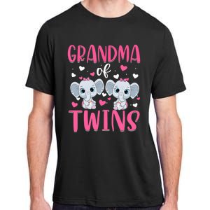 Grandma Of Twins Gender Reveal Elephant Baby Girls Shower Adult ChromaSoft Performance T-Shirt