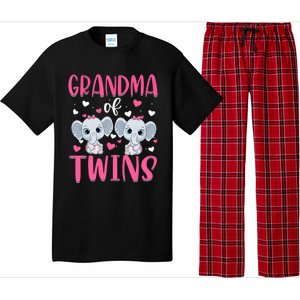 Grandma Of Twins Gender Reveal Elephant Baby Girls Shower Pajama Set