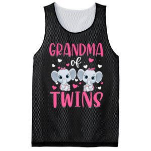 Grandma Of Twins Gender Reveal Elephant Baby Girls Shower Mesh Reversible Basketball Jersey Tank