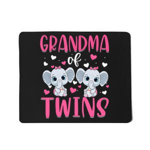 Grandma Of Twins Gender Reveal Elephant Baby Girls Shower Mousepad