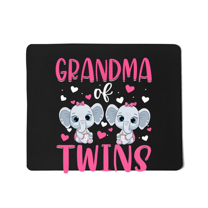 Grandma Of Twins Gender Reveal Elephant Baby Girls Shower Mousepad