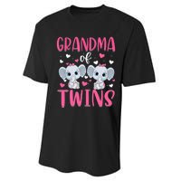 Grandma Of Twins Gender Reveal Elephant Baby Girls Shower Performance Sprint T-Shirt