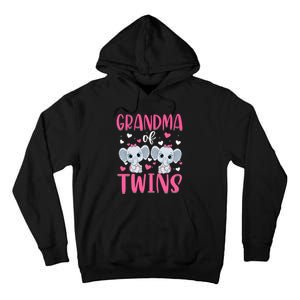 Grandma Of Twins Gender Reveal Elephant Baby Girls Shower Tall Hoodie