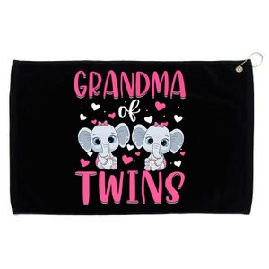 Grandma Of Twins Gender Reveal Elephant Baby Girls Shower Grommeted Golf Towel